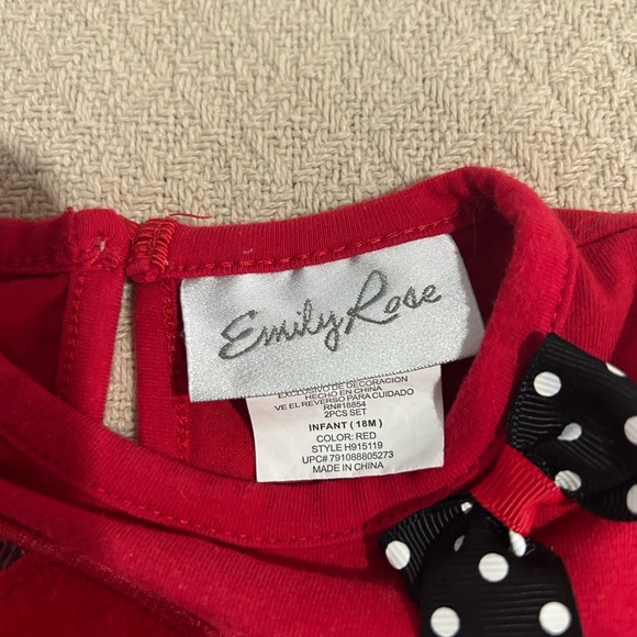 Emily Rose Red Plaid Ruffle Santa Top and pants size 18 mos - Picture 2 of 5